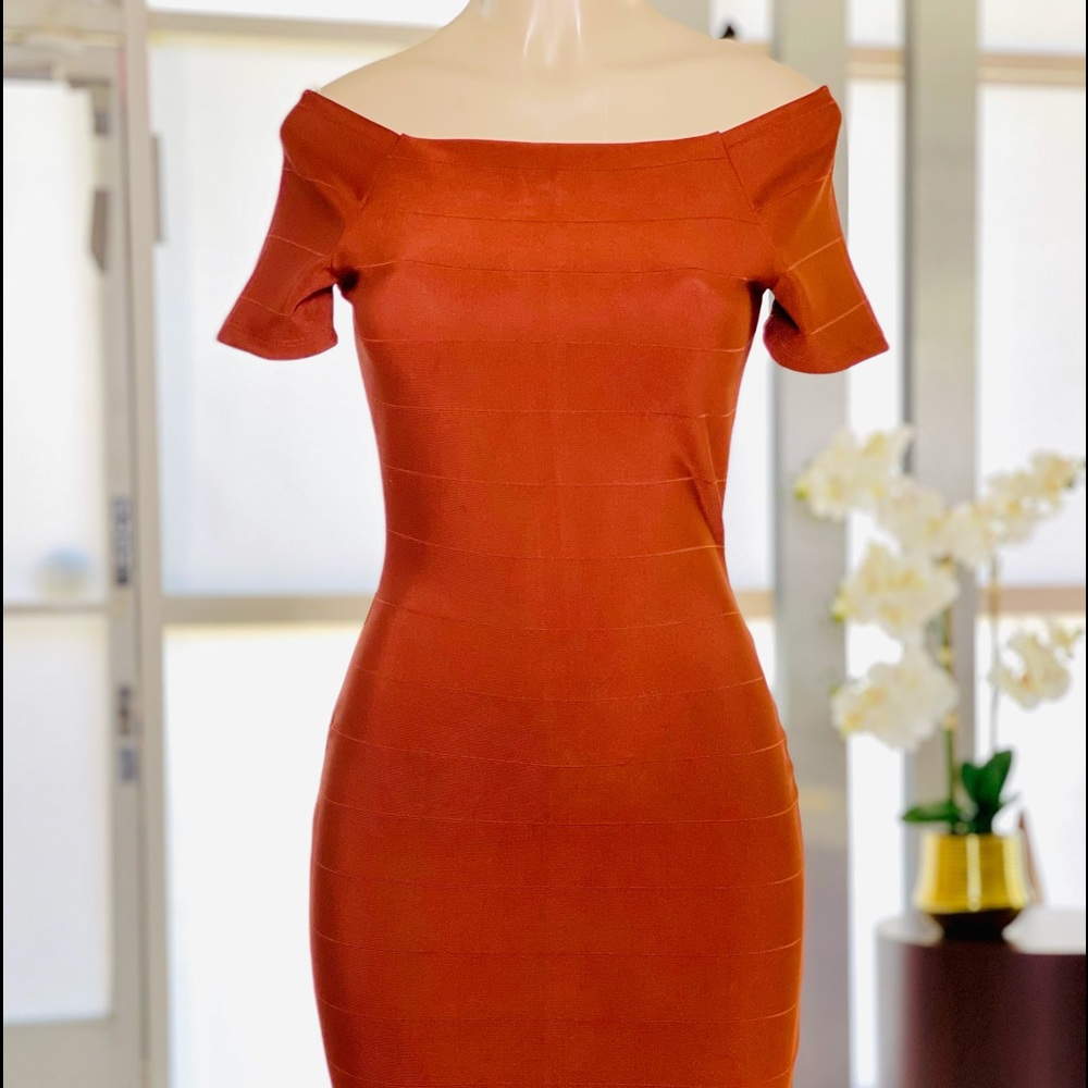 Bandage brown midi dress
